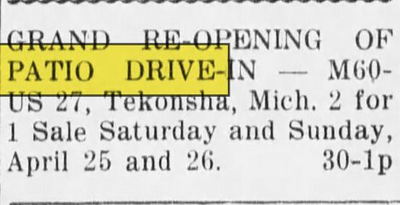Patio Drive-In - Apr 1959 Ad (newer photo)